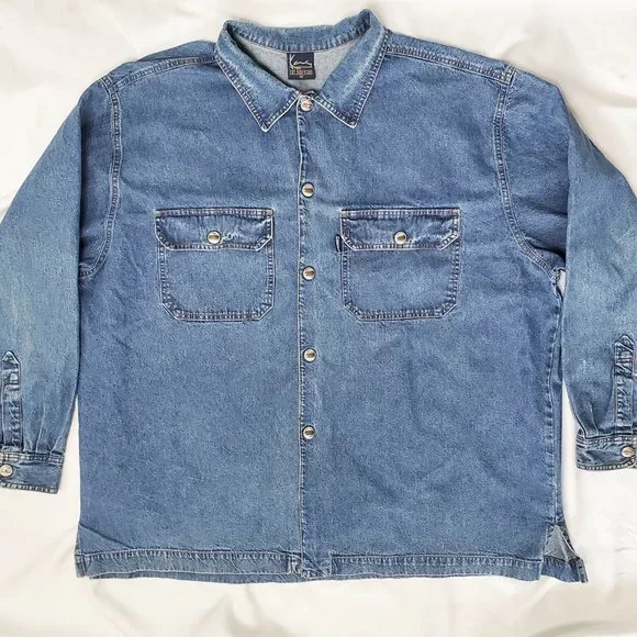 Karl Kani Mens Vintage Jeans Denim Jacket Shacket Hip Hop Biggie